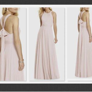 NWT $250 After Six High Neck Halter Backless Maxi Dress Blush Size 4